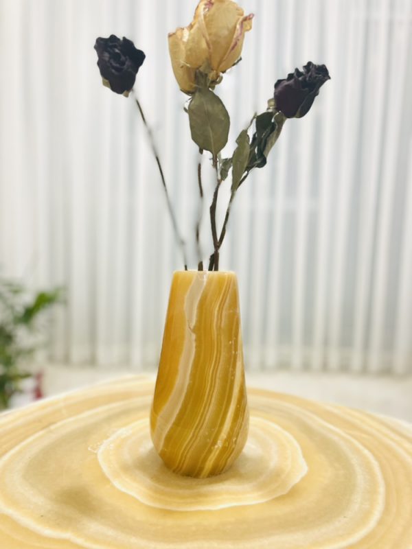 گلدان اشکی سنگ مرمر عسلی